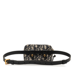 ディオール トロッター ポーチ ウエストバッグ ネイビー グレー キャンバス レザー レディース Dior 【中古】