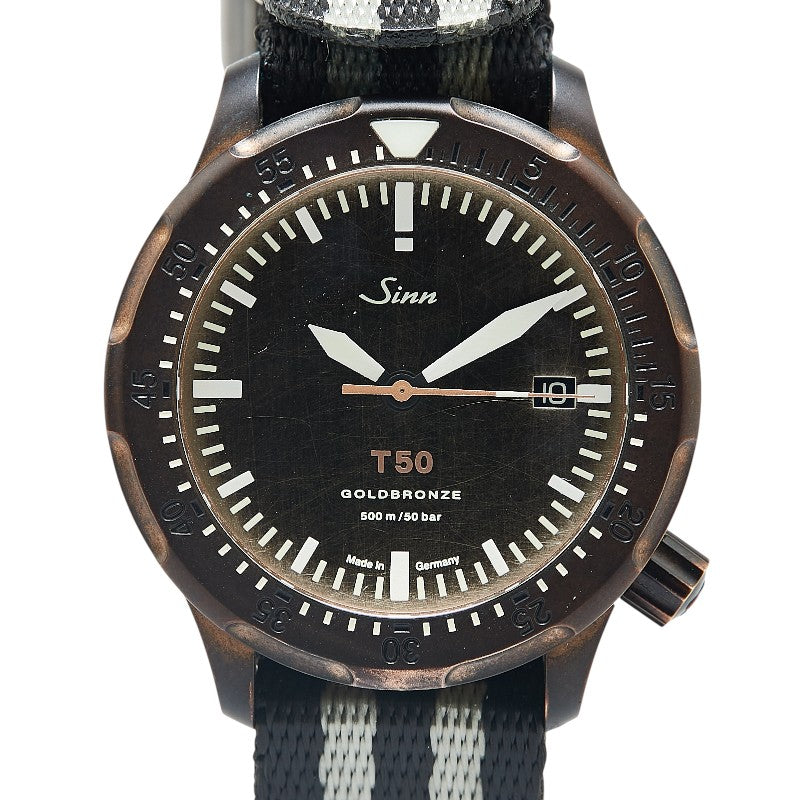 ジン 世界300本限定 T50.GOLD BRONZE ゴールドブロンズ ダイバーズウォッチ 腕時計 自動巻き グレー文字盤 ゴールドブロンズ125 メンズ Sinn 【中古】