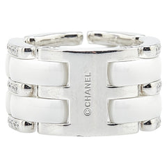 シャネル ウルトラワイド リング 指輪 #49 K18WG ホワイトゴールド ホワイトセラミック レディース CHANEL 【中古】