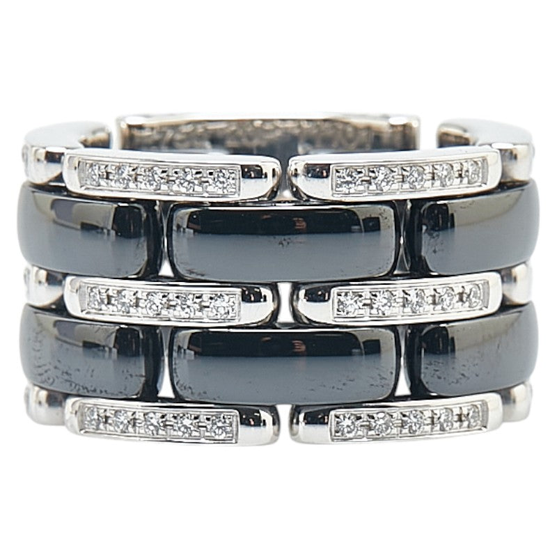 シャネル ウルトラワイド リング 指輪 #48 K18WG ホワイトゴールド ブラックセラミック レディース CHANEL 【中古】