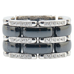 シャネル ウルトラワイド リング 指輪 #48 K18WG ホワイトゴールド ブラックセラミック レディース CHANEL 【中古】