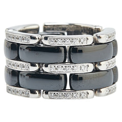 シャネル ウルトラワイド リング 指輪 #48 K18WG ホワイトゴールド ブラックセラミック レディース CHANEL 【中古】