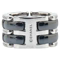 シャネル ウルトラワイド リング 指輪 #48 K18WG ホワイトゴールド ブラックセラミック レディース CHANEL 【中古】