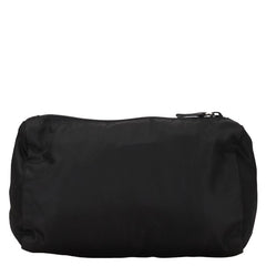 プラダ 三角ロゴプレート ポーチ ブラック ナイロン レザー レディース PRADA 【中古】