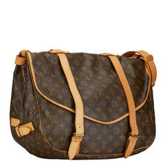 ルイ ヴィトン モノグラム ソミュール43 斜め掛け ショルダーバッグ M42252 ブラウン PVC レザー レディース LOUIS VUITTON 【中古】