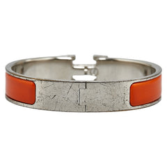 エルメス クリックH GM バングル シルバー オレンジ メタル レディース HERMES 【中古】