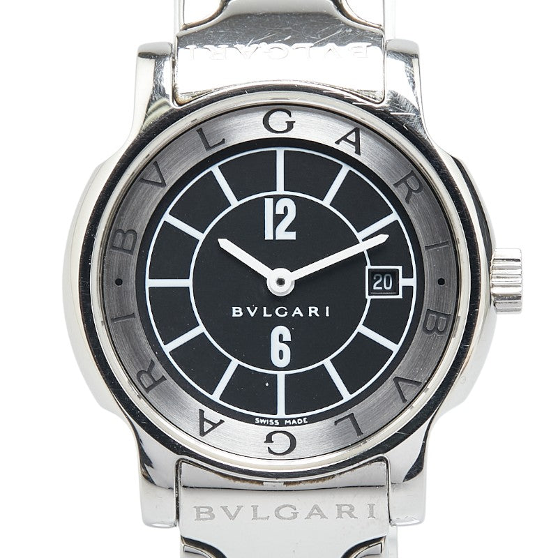 ブルガリ ソロテンポ 腕時計 ST29S クオーツ ブラック文字盤 ステンレススチール レディース BVLGARI 【中古】