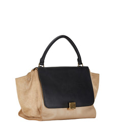 セリーヌ トラペーズ ミディアム ショルダーバッグ ベージュ ブラック レザー レディース CELINE 【中古】