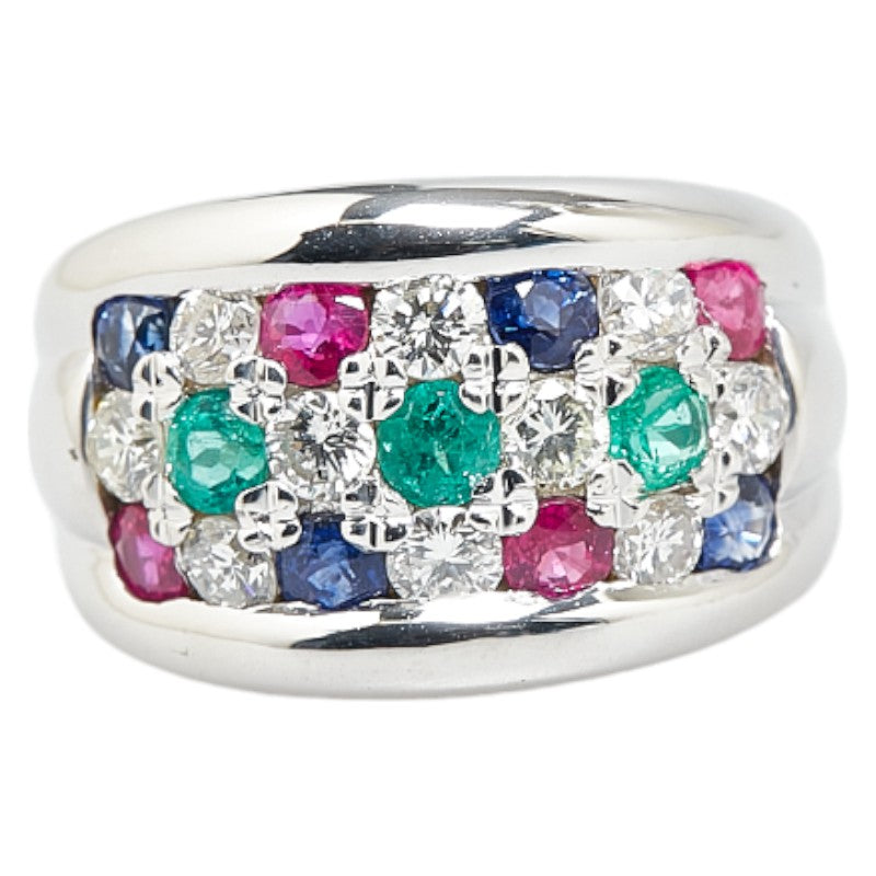 K18 ゴールド ダイヤ0.855ct エメラルド0.29ct ルビー0.45ct サファイア0.56ct リング 指輪 レディース 11.5号 【中古】