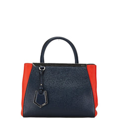 フェンディ プチトゥージュール ハンドバック ショルダーバッグ 2WAY 8BH253 ネイビー オレンジ レザー レディース FENDI 【中古】