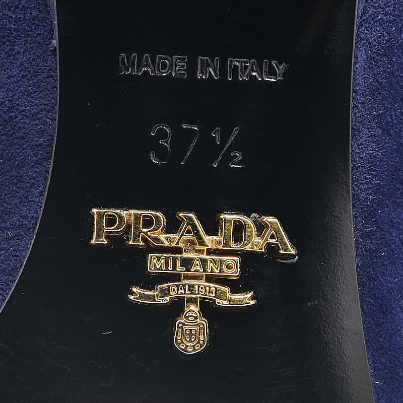 プラダ ヒール パンプス サイズ:37 1/2 ブルー スウェード レディース PRADA 【中古】