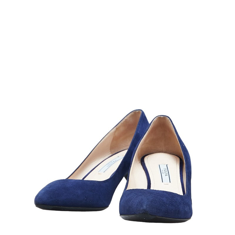 プラダ ヒール パンプス サイズ:37 1/2 ブルー スウェード レディース PRADA 【中古】