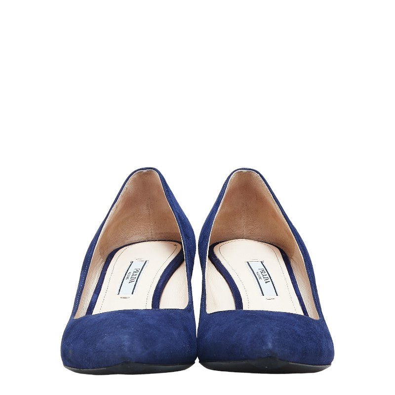 プラダ ヒール パンプス サイズ:37 1/2 ブルー スウェード レディース PRADA 【中古】
