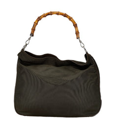 グッチ バンブー ハンドバッグ ショルダーバッグ 2WAY 001 2113 1577 ブラウン カーキ ナイロン レザー レディース GUCCI 【中古】
