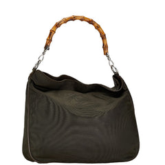 グッチ バンブー ハンドバッグ ショルダーバッグ 2WAY 001 2113 1577 ブラウン カーキ ナイロン レザー レディース GUCCI 【中古】
