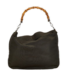 グッチ バンブー ハンドバッグ ショルダーバッグ 2WAY 001 2113 1577 ブラウン カーキ ナイロン レザー レディース GUCCI 【中古】