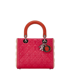 ディオール カナージュ レディディオール  ハンドバッグ ショルダーバッグ 2WAY ピンク オレンジ レザー レディース Dior 【中古】