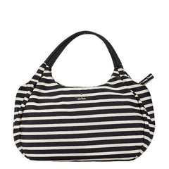 ケイトスペード ボーダー ハンドバッグ ブラック ホワイト ナイロン レザー レディース Kate Spade 【中古】