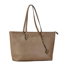 マイケルコース ジェットセット トラベル ハンドバッグ トートバッグ 30T5GTVT2L ブラウン PVC レザー レディース Michael Kors 【中古】