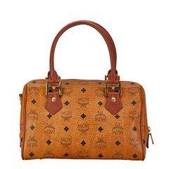 エム シー エム ヴィセトス ロゴグラム ハンドバッグ ミニボストンバッグ ブラウン レザー レディース MCM 【中古】