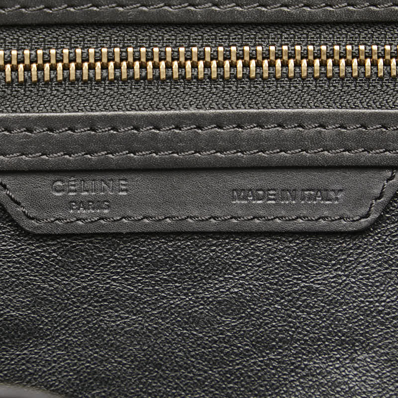 セリーヌ ラゲージ ミニショッパー ハンドバッグ ベージュ カーキ ブラック キャンバス スウェード レザー レディース CELINE 【中古】