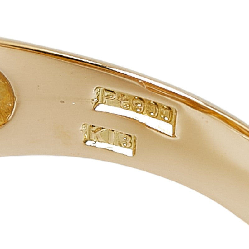 K18YG イエローゴールド Pt900 プラチナ コンビ ダイヤ0.03ct リング 指輪 レディース 15号 【中古】