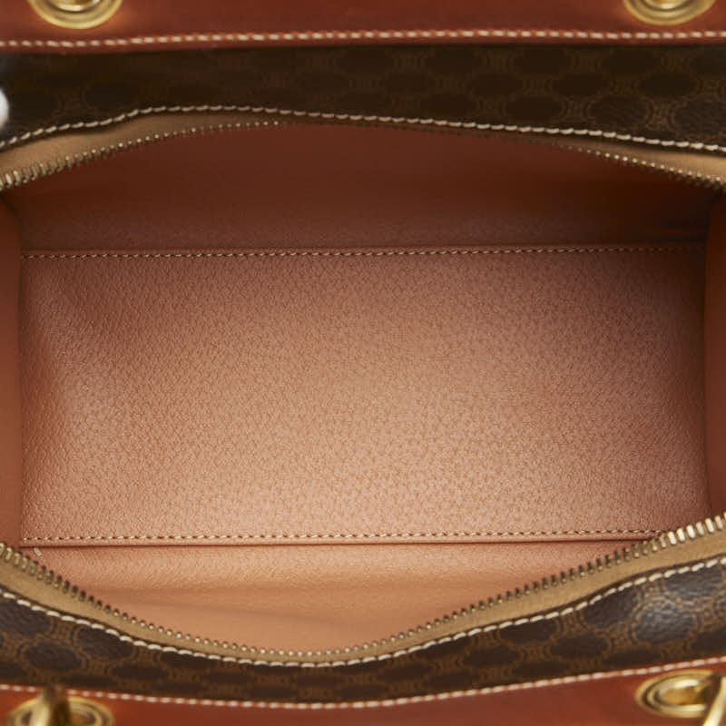 セリーヌ マカダム ハンドバッグ トートバッグ ブラウン PVC レザー レディース CELINE 【中古】