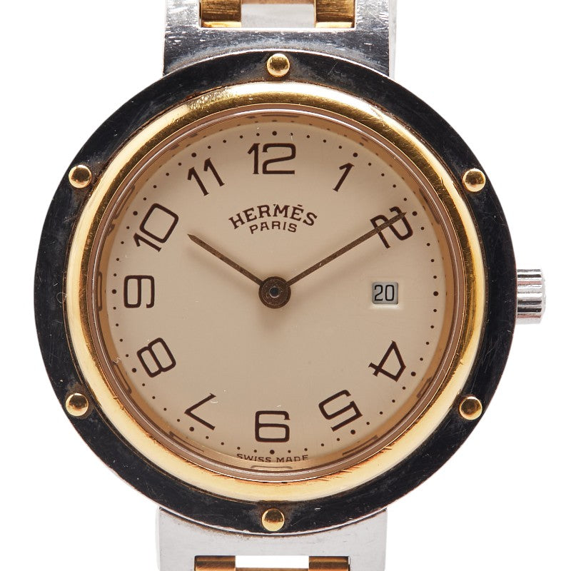 エルメス クリッパー 腕時計 クオーツ ステンレススチール メッキ レディース HERMES 【中古】