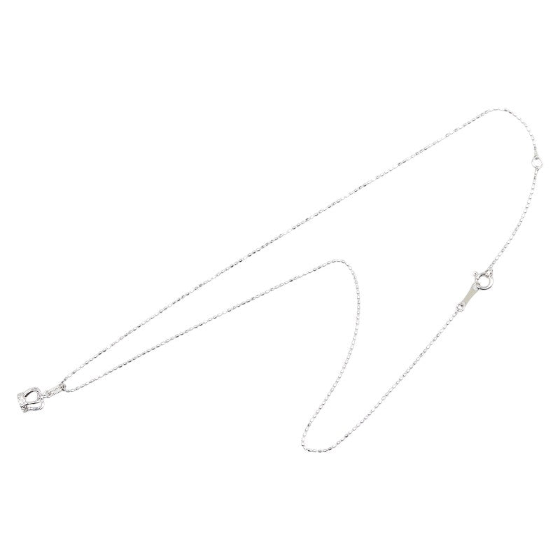 K18WG ホワイトゴールド ダイヤ0.03ct 王冠 クラウン モチーフ ネックレス レディース 【中古】