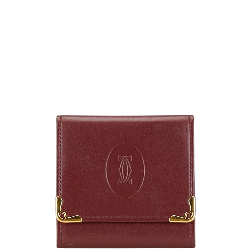 カルティエ マストライン コインケース ボルドー ワインレッド レザー レディース CARTIER 【中古】