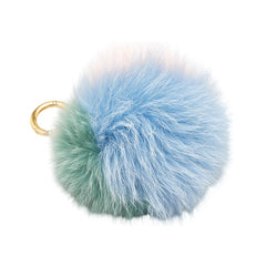 フェンディ ボンボン バッグチャーム キーホルダー グリーン ブルー ピンク ファー レザー レディース FENDI 【中古】