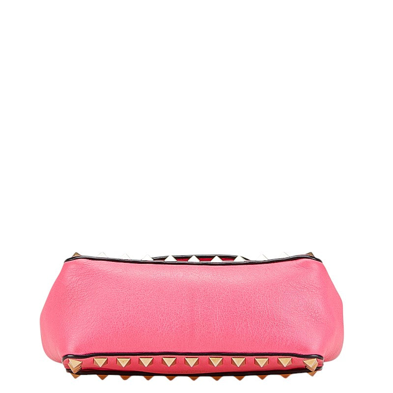 ヴァレンチノ スタッズ ミニ チェーン ショルダーバッグ ハンドバッグ ピンク ゴールド レザー レディース Valentino 【中古】