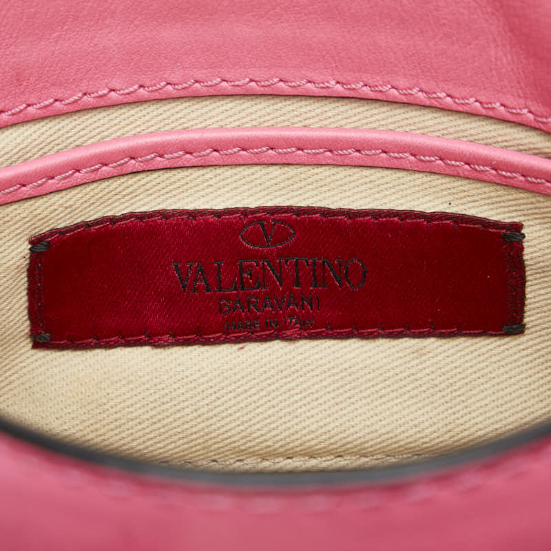 ヴァレンチノ スタッズ ミニ チェーン ショルダーバッグ ハンドバッグ ピンク ゴールド レザー レディース Valentino 【中古】