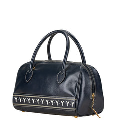 サンローラン Yモチーフ ハンドバッグ ショルダーバッグ 2WAY ネイビー ホワイト レザー レディース SAINT LAURENT 【中古】