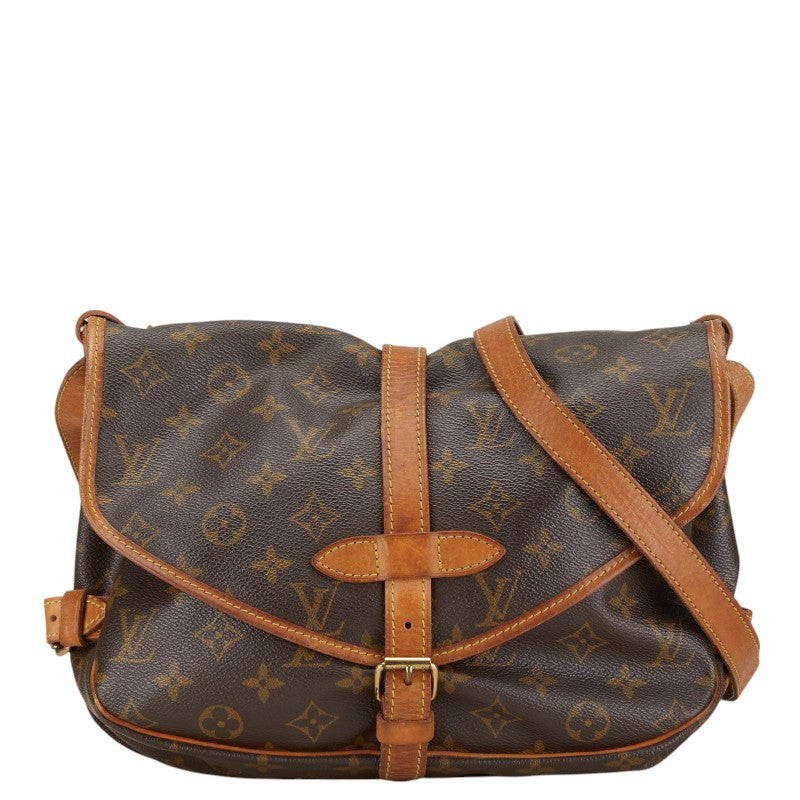 ルイ ヴィトン モノグラム ソミュール30 斜めがけ ショルダーバッグ M42256 ブラウン PVC レザー レディース LOUIS VUITTON 【中古】