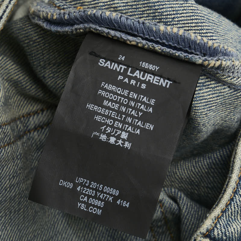 サンローラン 16SS ニークラッシュ デニムパンツ スキニー サイズ：24 412203 Y477K インディゴブルー コットン レディース SAINT LAURENT 【中古】