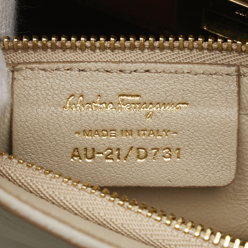 サルヴァトーレフェラガモ ガンチーニ ショルダーバッグ AU-21 D731 ブラウン ベージュ レザー レディース Salvatore Ferragamo 【中古】