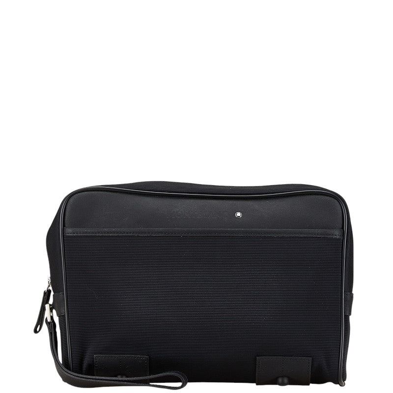モンブラン セカンドバッグ クラッチバッグ ブラック キャンバス レザー メンズ MONTBLANC 【中古】