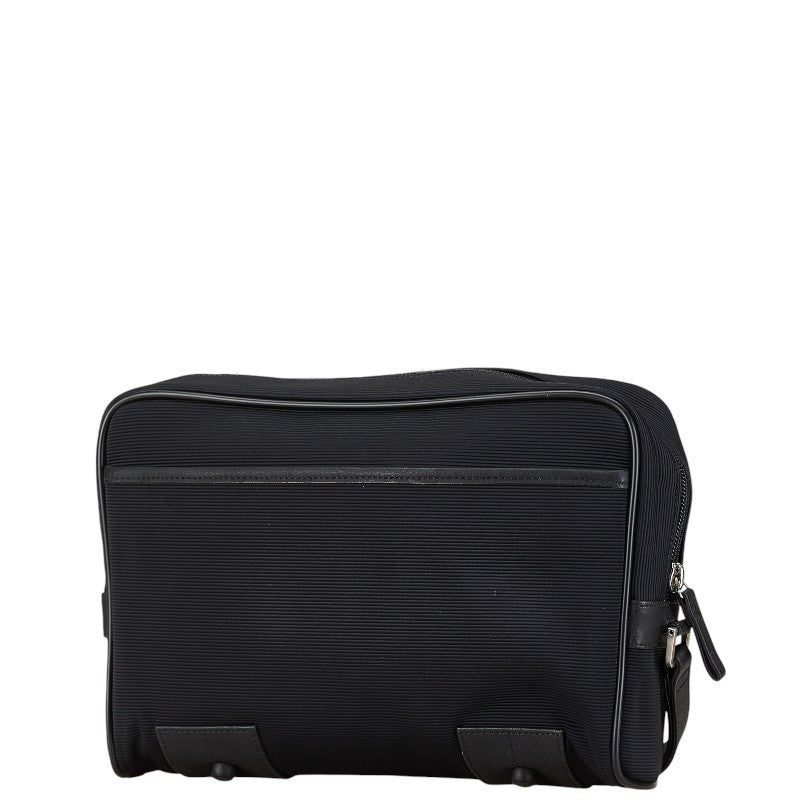 モンブラン セカンドバッグ クラッチバッグ ブラック キャンバス レザー メンズ MONTBLANC 【中古】