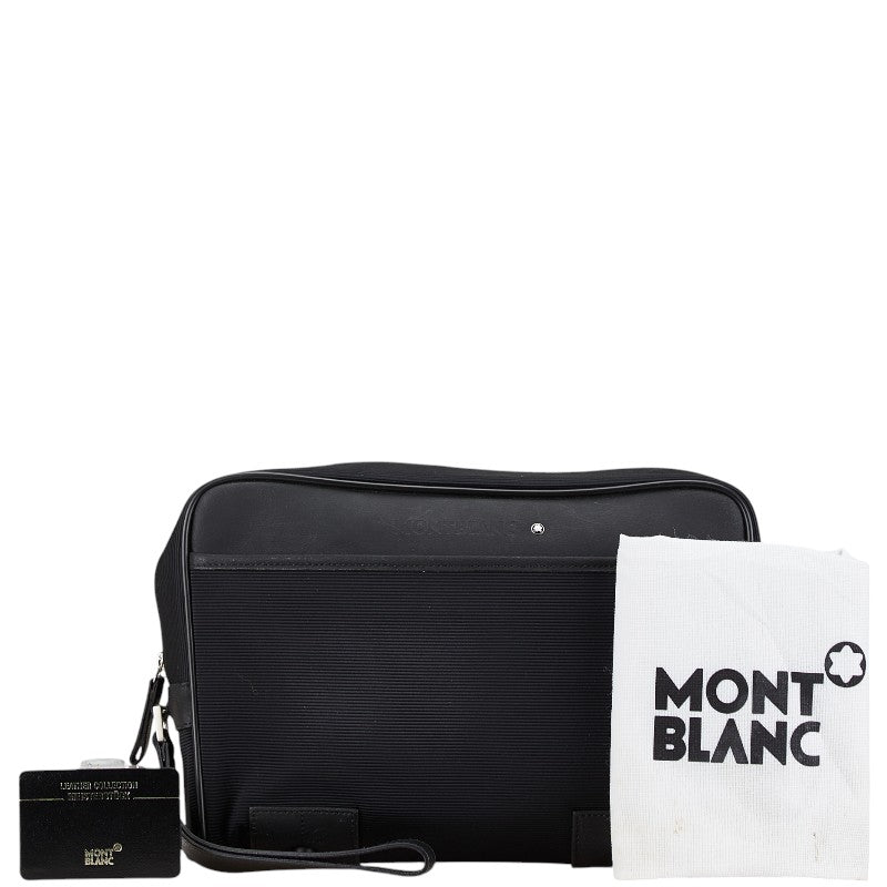 モンブラン セカンドバッグ クラッチバッグ ブラック キャンバス レザー メンズ MONTBLANC 【中古】