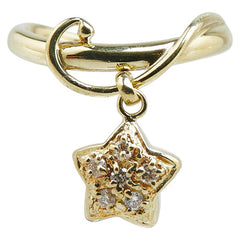 K18YG イエローゴールド ダイヤ0.08ct 星 スター モチーフ ピンキー リング 指輪 レディース 4.5号 【中古】