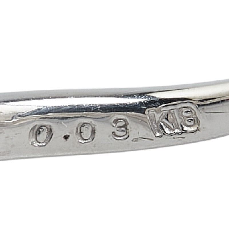 K18WG ホワイトゴールド ダイヤ0.03ct LA PUREZZA ラ プレッツァ 植物 モチーフ リング 指輪 レディース 10号 【中古】