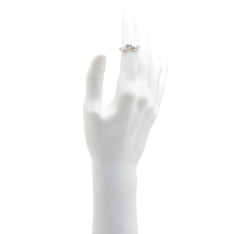K18WG ホワイトゴールド ダイヤ0.03ct LA PUREZZA ラ プレッツァ 植物 モチーフ リング 指輪 レディース 10号 【中古】