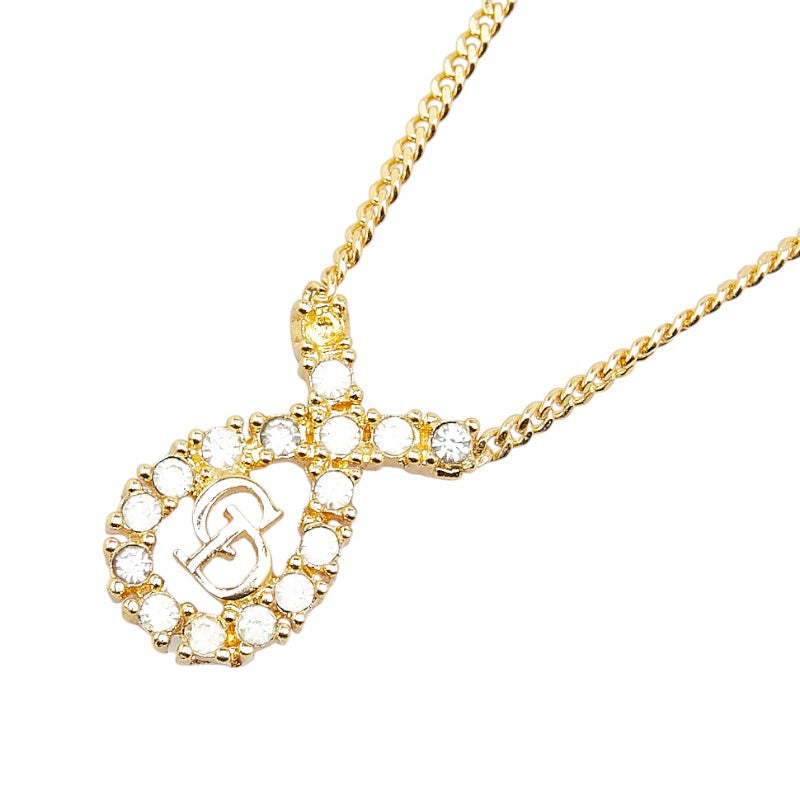 ディオール CDロゴ ラインストーン ネックレス ゴールド メッキ レディース Dior 【中古】