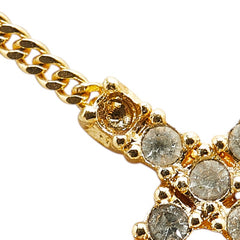 ディオール CDロゴ ラインストーン ネックレス ゴールド メッキ レディース Dior 【中古】