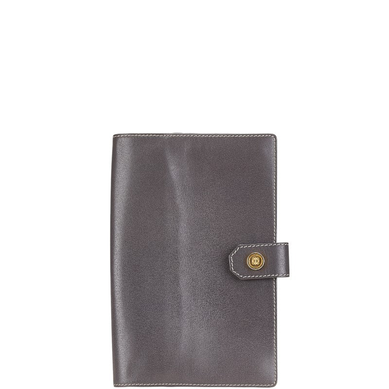 ロエベ アナグラムロゴ パスポートケース グレー レザー レディース LOEWE 【中古】