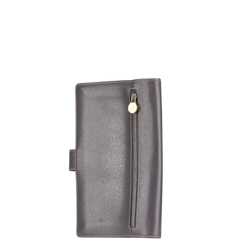 ロエベ アナグラムロゴ パスポートケース グレー レザー レディース LOEWE 【中古】