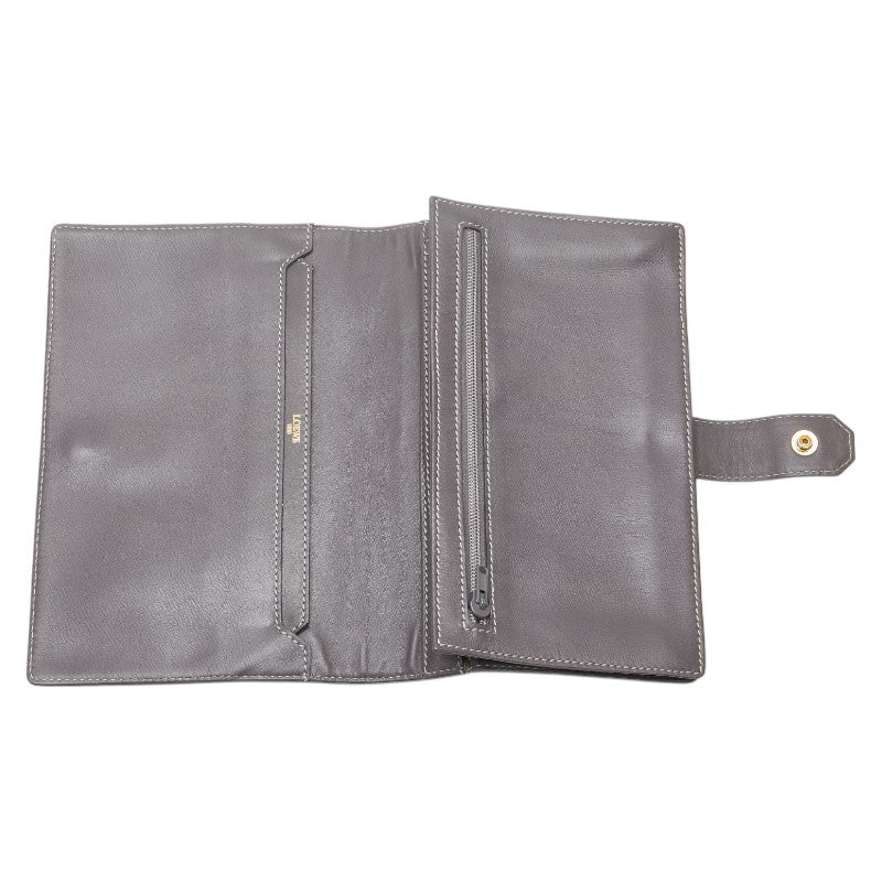 ロエベ アナグラムロゴ パスポートケース グレー レザー レディース LOEWE 【中古】