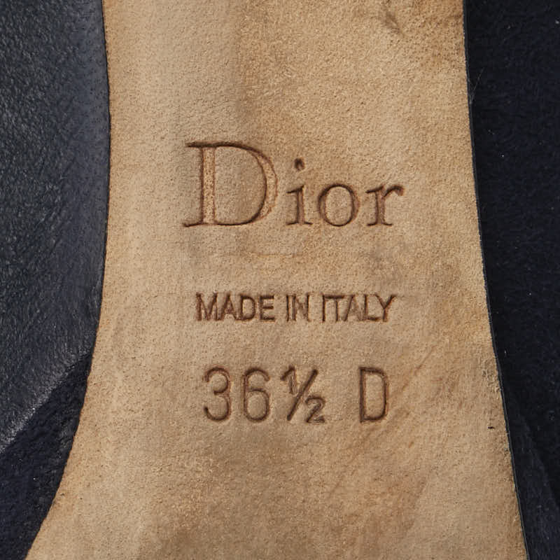 ディオール ハイヒール オープントゥ パンプス サイズ:36 1/2 ブラック レザー レディース Dior 【中古】