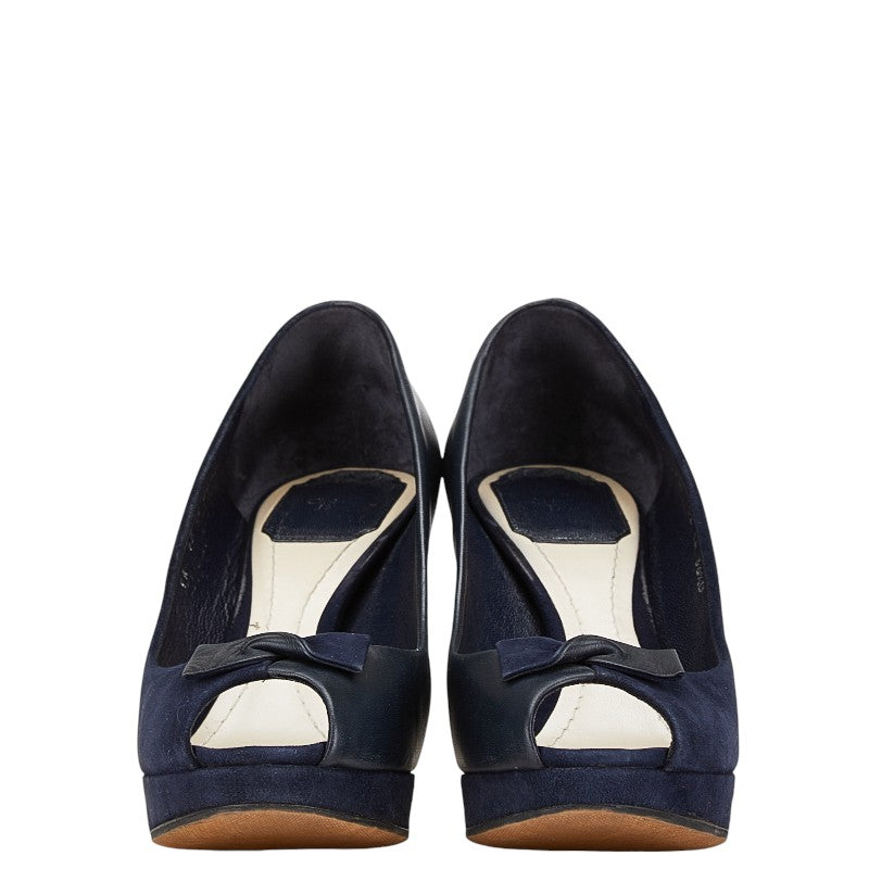 ディオール ハイヒール オープントゥ パンプス サイズ:36 1/2 ブラック レザー レディース Dior 【中古】